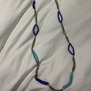 Long Beaded Blue Necklace